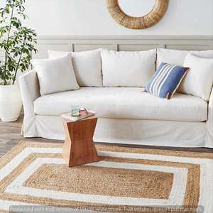 Fourniture directe d'usine tapis de coton rectangulaire tissé à la main durable et élégant en fibre naturelle moderne Diwali utilisation écologique disponible - Product Image 1