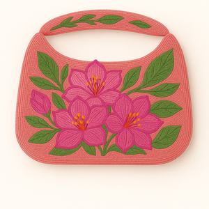 Sac fourre-tout tissé écologique jaune moutarde à motif floral de qualité d'exportation Sac d'été bohème pour filles et femmes Sac à main en paille en 2025 - Product Image 4
