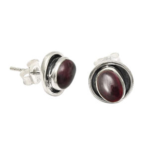 January Birthstone Jewelry 925 Sterling Silver Natural Red <b>Garnet</b> Gemstone Oval Stone Stud <b>Earrings</b> for Everyday Wear Jewelry - Product Image 2