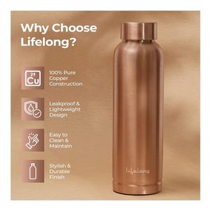 Designer Pure Copper <b>Bottle</b> Hammered Finish Leakproof <b>Water</b> Storage Vessel for Health Benefits Travel <b>Gym</b> Office <b>Bottle</b> - Product Image 4