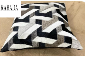 Handmade Collection COWHIDE Pillow <b>Cover</b> Fur Grey <b>Black</b> <b>and</b> <b>White</b> Navajo Design Patchwork <b>Cushion</b>-FREE Shipping - Product Image 3