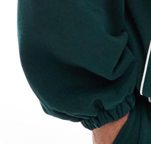 Conjuntos de invierno de algodón 100% ecológicos para hombre, OEM/ODM, de moda, de gran tamaño, holgados, con hombros caídos, con estampado de color sólido - Product Image 2