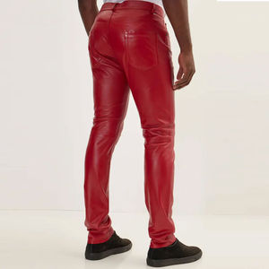 Wholesale Rate Outdoor Wear Men's Straight Leather Pant Hot <b>Sale</b> Unique Color Trendy Waterproof UV Protection Street Style - Product Image 3