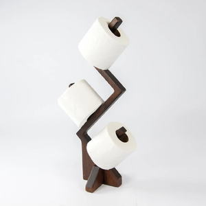 Porte-papier hygiénique en bois fabriqué à la main moderne Accessoire pour la maison élégant et durable - Product Image 2