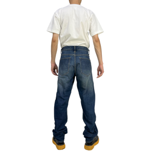 YAXI Custom Vintage Slim Fit fruncido Casual lavado botón Jeans para hombres 100% algodón invierno cuatro estaciones OEM/ODM - Product Image 5