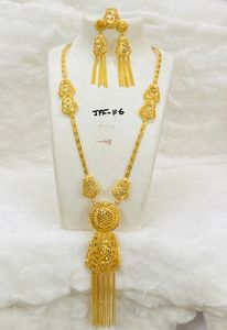 Ensemble de bijoux de mode plaqué or 24 carats de Dubaï, collier, boucles d'oreilles, bracelets, peignes, broches, en cuivre, pour la Turquie, les États-Unis - Product Image 2