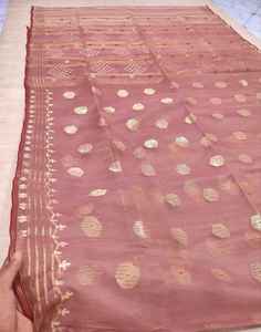 Exclusivo de calidad de exportación Deshi Dhakai Jamdani Sharee para mujer JAMDANI FABRIC Blue RED GREEN Golden Sky Blue de Bangladesh - Product Image 1