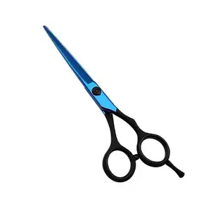 Colore nero manico parrucchiere forbice capelli colore blu rivestito baffi barba cesoie da parrucchiere per il salone