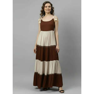 DEEBACO Women's 100% Cotton Woven A-Line Maxi <b>Dress</b> Casual Stylish Party Wear - Product Image 5