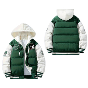 Vente en gros d'hiver broderie personnalisée chaud hiver grande taille coupe-vent à capuche hommes doudoune épaisse beau bombardier veste - Product Image 1
