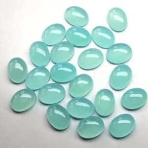 10mm 12mm 14mm naturel Aqua calcédoine lisse ovale calibré Cabochon en gros pierres en vrac pour la fabrication de bijoux - Product Image 1