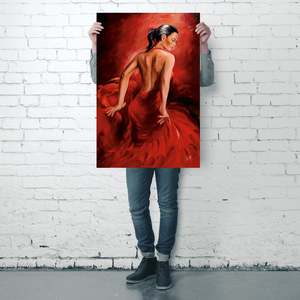Red Dancer Flamenco <b>Poster</b> by R. Magrini Canvas Wall Art - Product Image 4