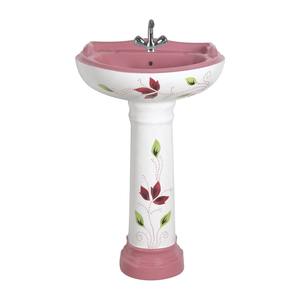 Juego de vinus de color rosa y blanco Productos sanitarios de cerámica Lavabos decorativos con lavabo de pedestal Disponible al precio más bajo - Product Image 1