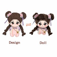 Peluche personnalisée mignonne en coton PP, avec costume Hanfu et chignons jumeaux, jouet de collection, cadeau, objet de présentation