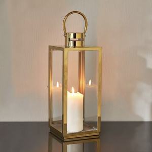 Dernières décorations pour la maison, bougeoir en métal doré brillant classique et durable, panneaux en verre pour Noël - Product Image 1