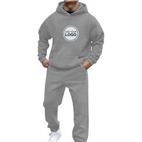 Ensemble de survêtement d'hiver pour homme, à capuche, uni, athlétique, 2 pièces, décontracté, fermeture éclair, manches longues, tenue de jogging