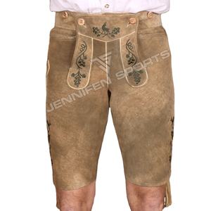 Nouveau Style bavarois hommes court Lederhosen véritable cuir de chèvre daim séchage rapide avant broderie boutons fermeture boucles de ceinture - Product Image 1