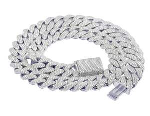 Personalizado Vvs redondo moissanita diamante redondo totalmente helado Hip Hop S925 Collar de plata cadena cubana joyería fina hombres - Product Image 2