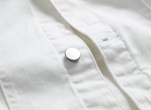 Veste en jean élégante pour homme, manteau tendance personnalisé, fermeture à bouton unique, col montant, coupe-vent, imprimé au dos, pour l'automne - Product Image 5