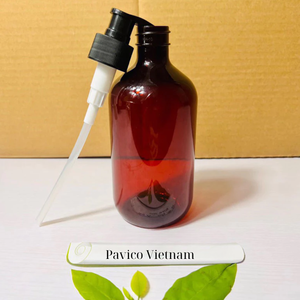 Bouteille de gel douche Boston en plastique PET ambre transparent emballage cosmétique recyclable pour shampooing revitalisant pour cheveux nettoyant pour le corps Vietnam - Product Image 6