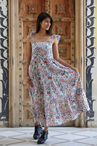 Robe d'été en coton indien fait à la main Élégant imprimé floral Long Léger Taille naturelle Écologique Cadeau parfait pour elle - Product Image 3