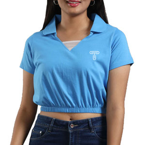 Nuevo Estilo Moderno, Top Corto Informal Transpirable de Verano para Mujer, Color Sólido Personalizado - Product Image 1