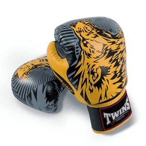 Twins Boxing Gloves Leather Hook & Loop Orange Black Tiger Print Adult Training Gear Boxing Sparring Gloves - Product Image 3