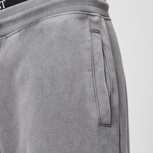 Pantalones de chándal casuales para hombre, de algodón tejido con lavado ácido, de corte holgado medio, con logotipo, de forro polar, ecológicos, ligeros, elásticos y de pierna ancha - Product Image 4