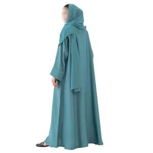 Abaya Estructurada Azul Agua para Mujer, Vestido Musulmán Modesto, Estilo Dubái, Caftán Islámico, Jalabiya, Elegante Vestido Modesto - Product Image 2