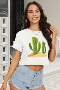 Tops cortos de verano para mujer con mangas cortas y escote redondo blusa informal elegante sin esfuerzo en algodón/poliéster/Rayón Spandex - Product Image 6