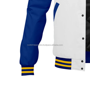 Veste universitaire de qualité supérieure personnalisée avec col montant Combo laine-cuir MCACVJ-67 broderie Logo avant Position - Product Image 6