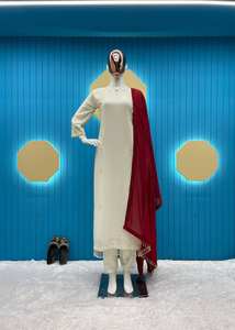 El último diseñador Faux Georgette bordado secuencia trabajo Kurti Set por FabZone - Product Image 4