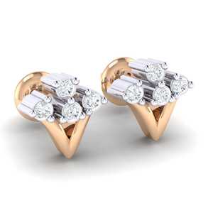 Boucles d'oreilles clous certifiées or 14 carats et diamants véritables, 8 pièces multicolores - Product Image 1