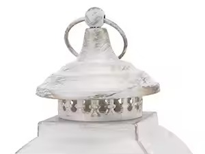 Linterna esmaltada blanca de artesanía H.M.A con marco de acero inoxidable y vidrio para estilo costero elegante - Product Image 3