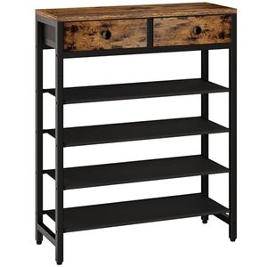IBUYKE Zapatero Metálico Moderno y Minimalista de 5 Niveles Ajustables con 2 Cajones de Tela, Gran Capacidad para 12-16 Pares, Mueble para el Hogar - Product Image 1