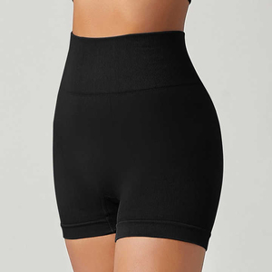 Short de yoga sans couture taille moyenne pour femme, legging de sport à motif solide aux fesses de pêche, bouton à cordon, grande taille, nouvel arrivage - Product Image 6