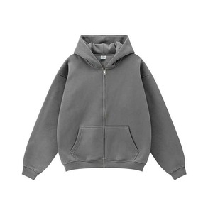 Sudadera con capucha de cuello alto pesado de alta calidad con cremallera y cuello corto para mujer, personalizable, buen fabricante - Product Image 2