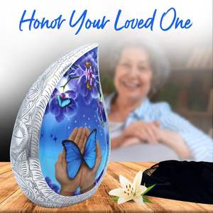 โกศหยดน้ําตาผีเสื้อสําหรับเถ้าผู้ใหญ่หญิงและชาย - ผีเสื้อสําหรับเถ้ามนุษย์พร้อมกระเป๋า - โกศเผาศพสีน้ําเงินสําหรับผู้หญิง - Product Image 5