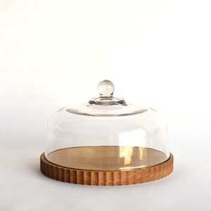 Soporte de pastel de madera creativo con tapa de vidrio accesorio de cocina económico para uso doméstico y hotelero - Product Image 6