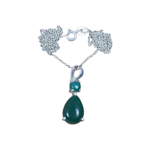925เครื่องประดับจี้เงินแท้แบบคลาสสิกสำหรับผู้หญิง925เงินสเตอร์ลิงสีเขียวพลอยนิลสไตล์ Boho ทำมือของขวัญ - Product Image 1
