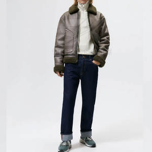 Chaqueta de Cuero para Hombre con Cuello de Piel y Acabado Pulido Suave, Chaqueta de Cuero con Piel para Hombre con Cremallera Frontal Completa y Corte Entallado - Product Image 3