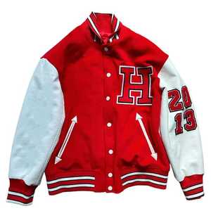 Chaqueta universitaria de pana bomber de socorro vintage personalizada de la industria artística para hombre, apliques de chenilla bordados, corte de béisbol, Letterman J - Product Image 4