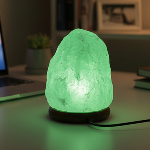 Mini lampe de table en sel de l'Himalaya sculpté, USB, écologique, cristal naturel, lumière verte, décoration de bureau, changement de couleur, veilleuse - Product Image 2