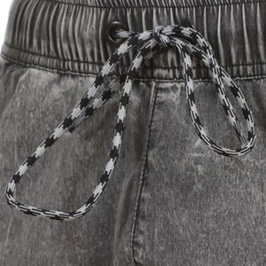 High Quality <b>Men's</b> Trendy Acid Washed Sun Faded <b>Shorts</b> With <b>Elastic</b> <b>Waist</b> & Side Pockets American Style Solid Pattern - Product Image 3