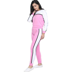 Women Tracksuit New Summer Outfits Casual Two Piece Set Zipper Hoodie Crop Top and Pants <b>Pink</b> Tracksuits - Product Image 1
