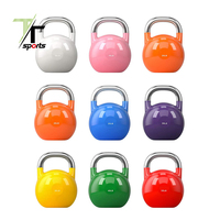 Kettlebell en acier revêtu de couleur de qualité supérieure avec poignée en acier inoxydable et fond plat pour l'entraînement de force en salle de sport commerciale