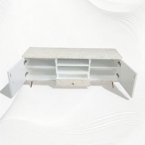 Meuble multimédia moderne de luxe en incrustation d'os avec pieds en laiton Meubles en bois au dernier design pour le salon ou la chambre à coucher à usage domestique - Product Image 4