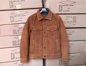 แจ็กเก็ตไฮสตรีทสีน้ำตาลสำหรับผู้ชาย, เสื้อแจ็คเก็ตหนังกลับวัวแท้สำหรับฤดูใบไม้ร่วงและใบไม้ร่วงผ้าวูลพลัสไซส์ - Product Image 4