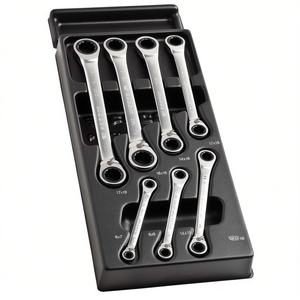 Juego de llaves de trinquete Facom 15 con anillo desplazado en ángulo y ranuras, en bandeja de espuma - Product Image 2
