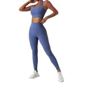 Conjunto de Yoga de 3 Piezas para Mujer, Nailon y Elastano, Cintura Alta, Transpirable, Secado Rápido, Ropa Deportiva, Traje de Gimnasio, Ropa Deportiva Activa - Product Image 2